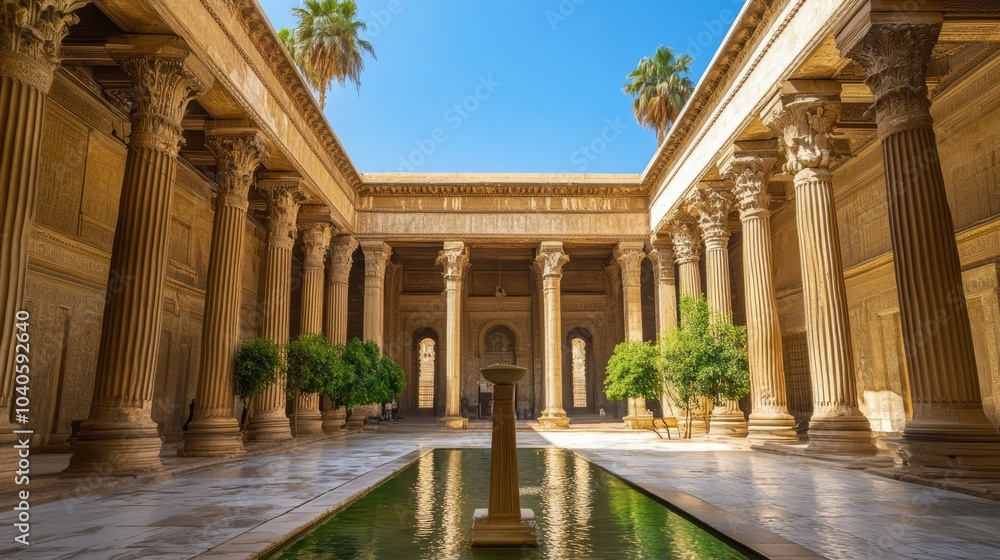 Fototapeta premium Serene Courtyard with Classical Architecture