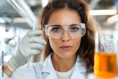 A Close-up of a Scientist Conducting Research in a Laboratory, Analyzing Samples Related to Alternative Energy Sources, Showcasing Innovation in Energy Solutions photo