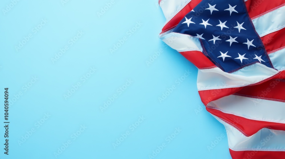 American Flag on Blue Background American Flag on Blue Background