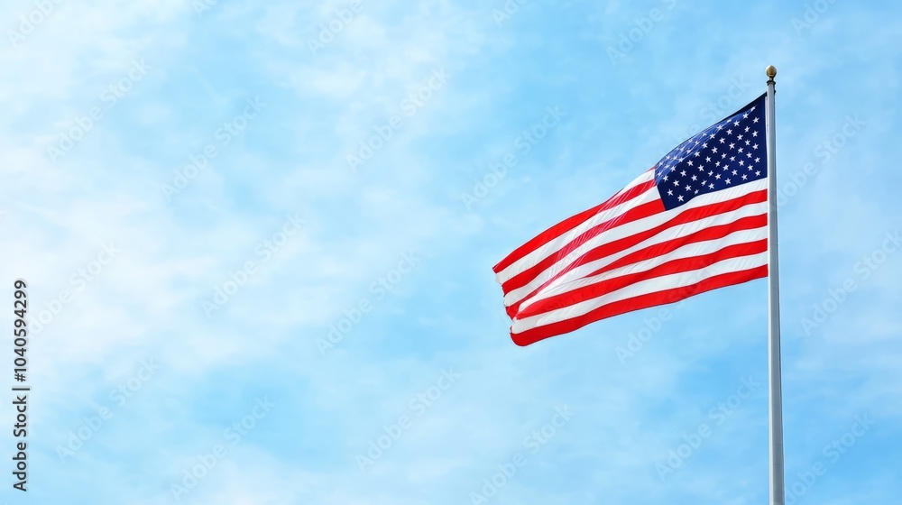 American Flag Against Blue Sky American Flag Against Blue Sky