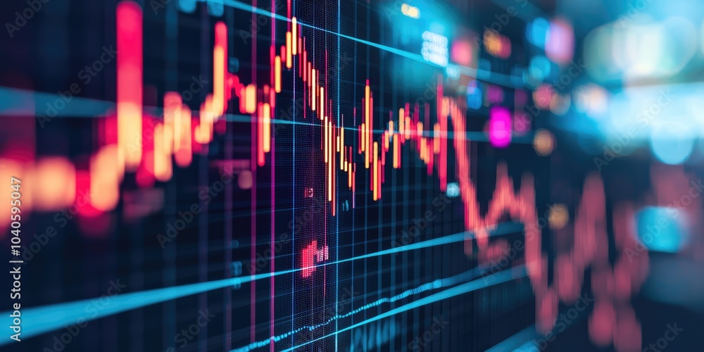 AI-powered stock market analysis represented through dynamic graphs and predictive models. AI-powered stock market analysis represented through dynamic graphs and predictive models.