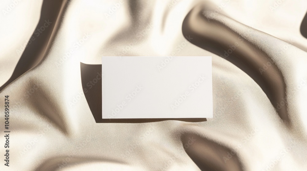 Elegant Luxury Business Card Mockup Set on Soft Fabric with Detailed Shadows Elegant Luxury Business Card Mockup Set on Soft Fabric with Detailed Shadows