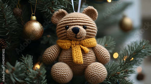 Wallpaper Mural handmade, Christmas tree decorations crocheted from yarn Torontodigital.ca