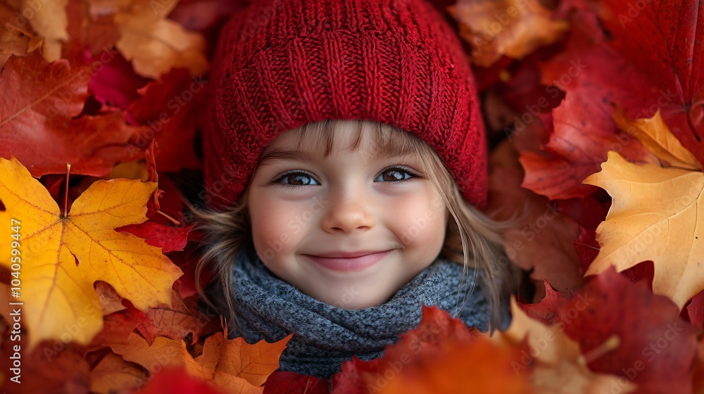 Little girl laying in fall leaves Little girl laying in fall leaves