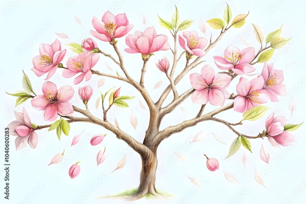 Blossoming Magnolia Tree Floral Beauty Spring Petals Leaves Nature Art Blossoming Magnolia Tree Floral Beauty Spring Petals Leaves Nature Art