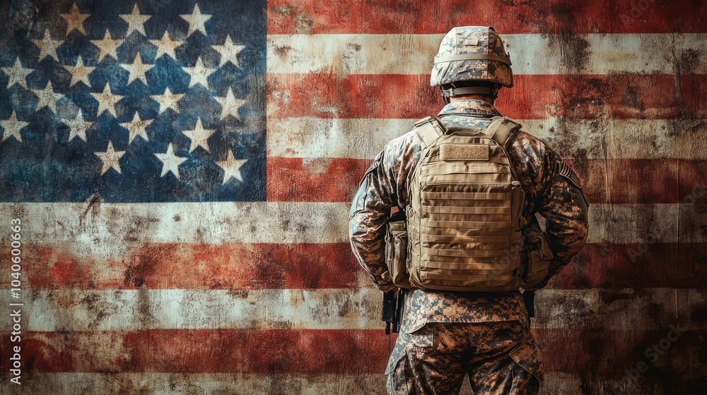 Soldier Against American Flag Soldier Against American Flag