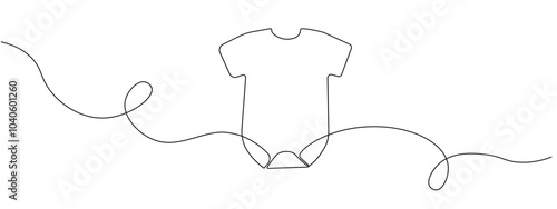 Single continuous drawing of baby onesie. Vector editable illustration
