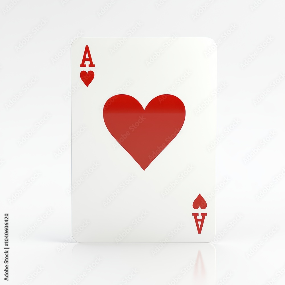 Obraz premium Ace of hearts playing card on a white isolated background.