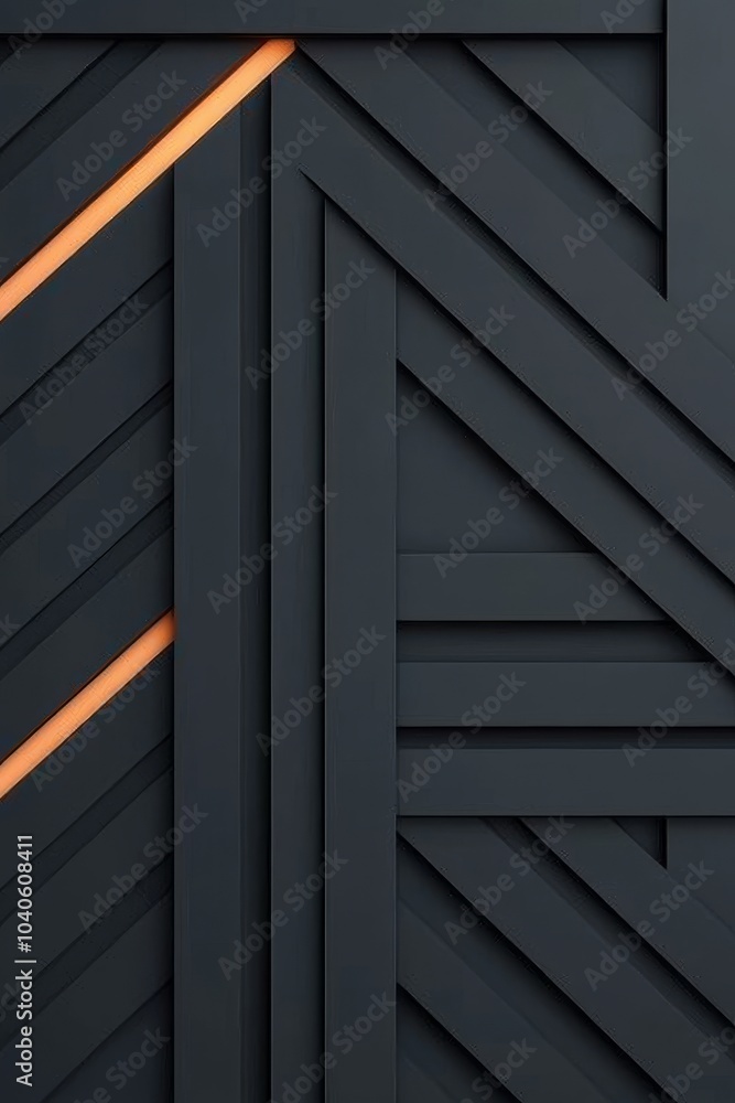 A striking Geometric Abstract Design that features Dark Colors with vivid Orange Accents A striking Geometric Abstract Design that features Dark Colors with vivid Orange Accents