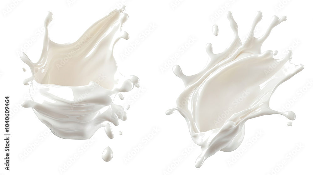 Milk and Yogurt Splashes Captured in a Crisp Isolated Setting Generative AI Milk and Yogurt Splashes Captured in a Crisp Isolated Setting Generative AI