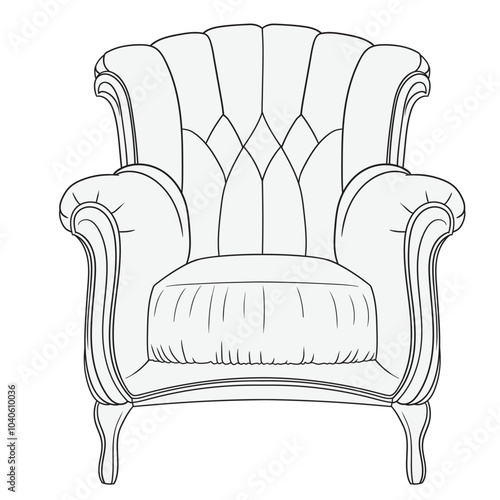 Soft armchair isolated on white background. Furniture item for home, hotel and office.