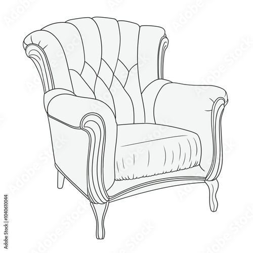 Soft armchair isolated on white background. Furniture item for home, hotel and office.