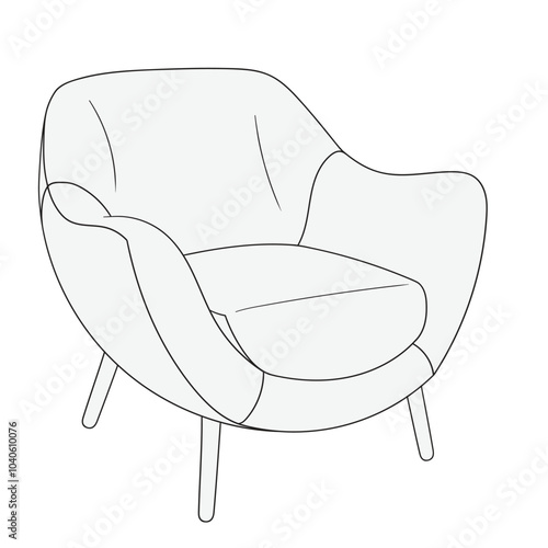 Soft armchair isolated on white background. Furniture item for home, hotel and office.