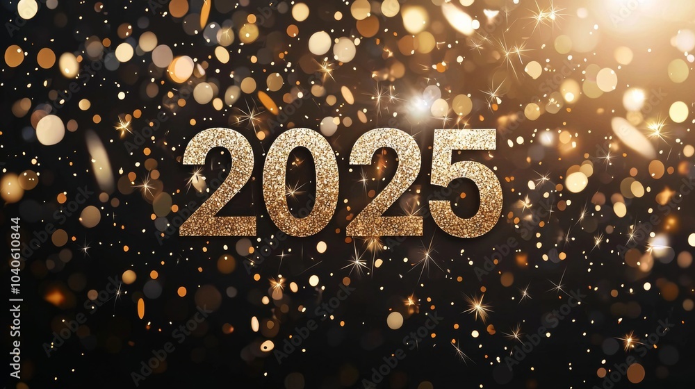 A Shimmering 2025 Celebration Background adorned with Glimmering Golden Sparkles all around A Shimmering 2025 Celebration Background adorned with Glimmering Golden Sparkles all around