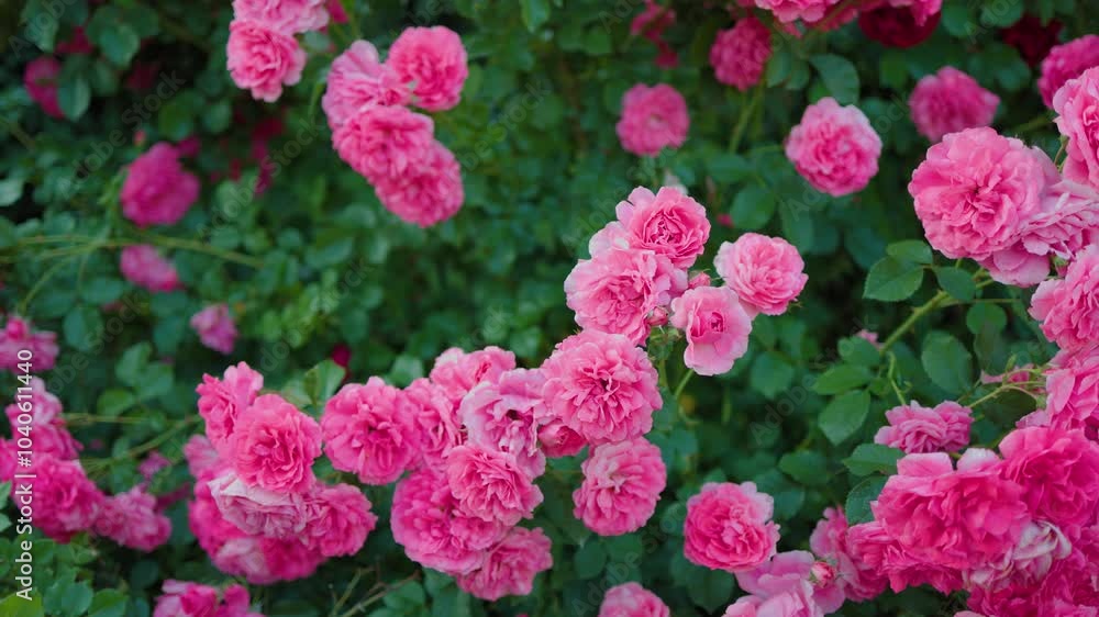Beautiful pink roses on a background of green leaves. In this enchanting video, you'll be captivated by the mesmerizing beauty of delicate pink roses in full bloom. Beautiful pink roses on a background of green leaves. In this enchanting video, you'll be captivated by the mesmerizing beauty of delicate pink roses in full bloom.