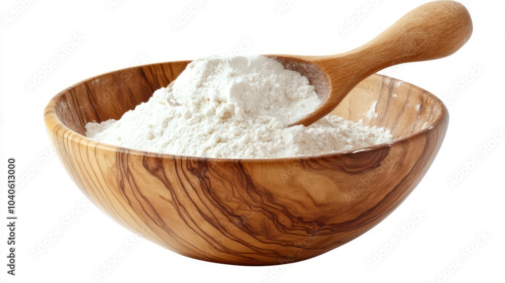 Flour in Wooden Bowl Flour in Wooden Bowl