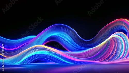 abstract neon waves on black background