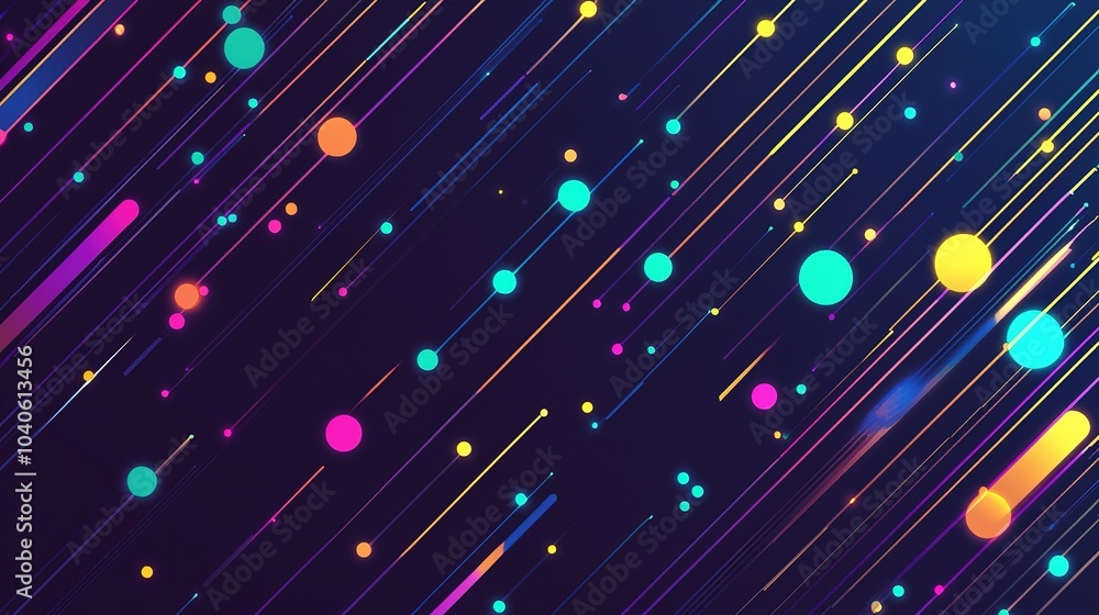 Colorful abstract background with vibrant lines and circles on a dark background creating a dynamic visual effect Colorful abstract background with vibrant lines and circles on a dark background creating a dynamic visual effect