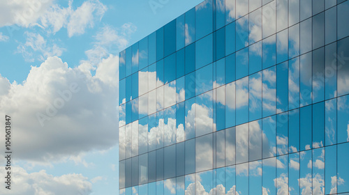 modern glass-facade skyscraper reflecting clouds, showcasing tempered glass installation