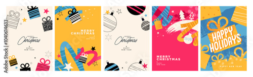 Merry Christmas and Happy New Year. Eye-catch design vector illustrations for greeting card, party invitation card, website banner, social media banner, marketing material.