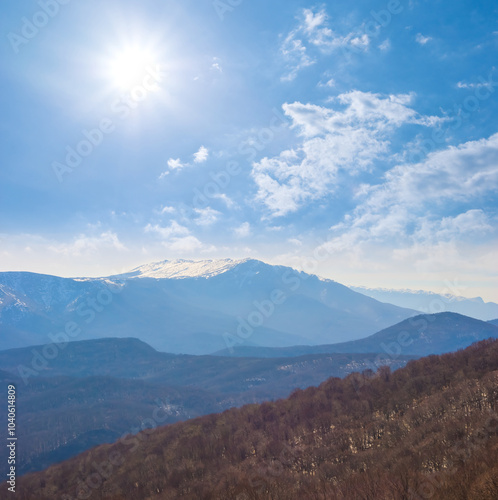 mountain ridge at the sunny day, outdoor travel background