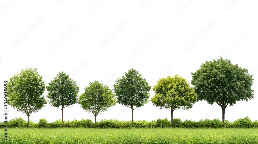 Obraz premium A Row of Green Trees