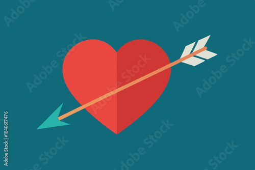 A heart with an arrow through it.Collection of Love Heart Symbol Icons . Love Illustration Set with Solid and Outline Vector Hearts
