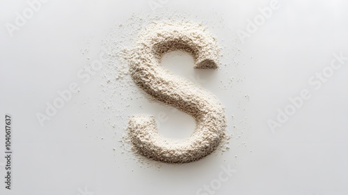 19. A letter S made of shimmering sand, with a slight texture on a white background photo