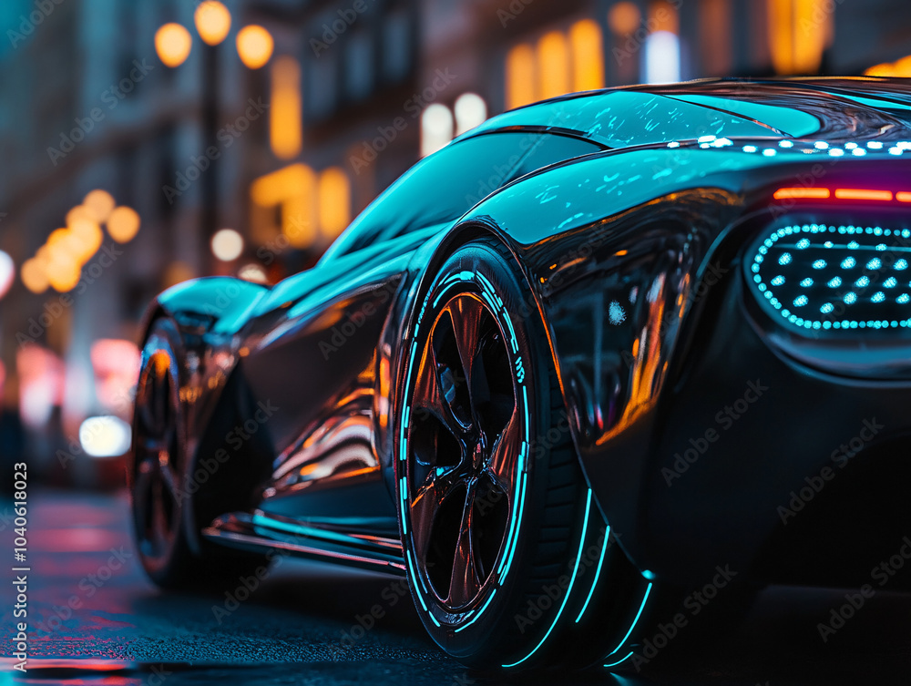 Futuristic Supercar in Neon City Futuristic Supercar in Neon City