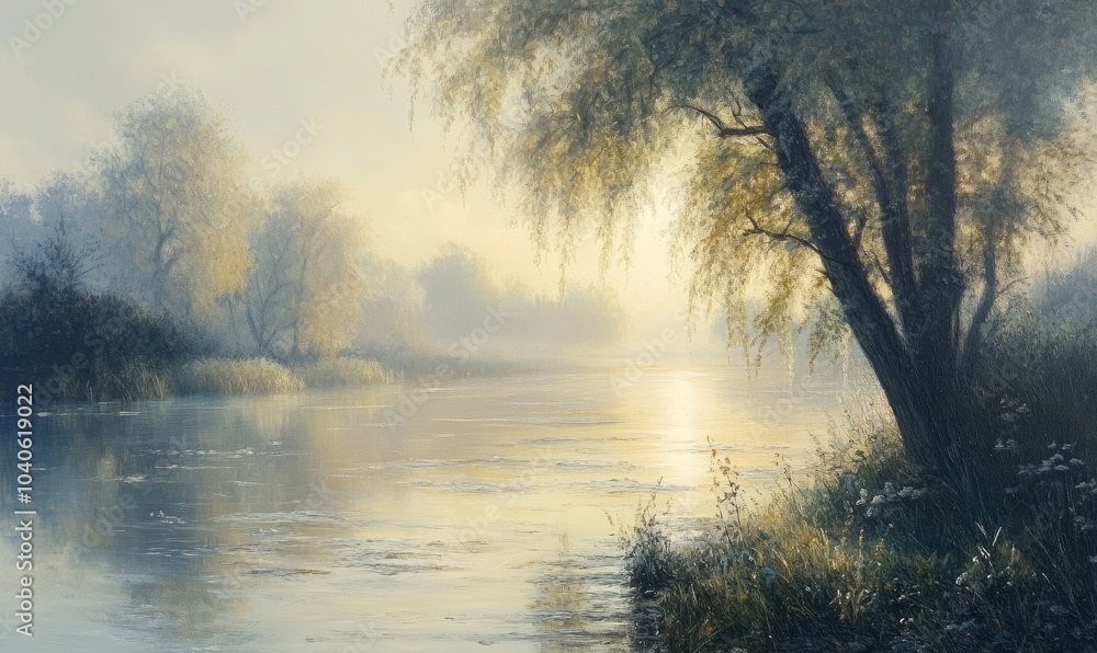 Fototapeta premium misty morning on the river