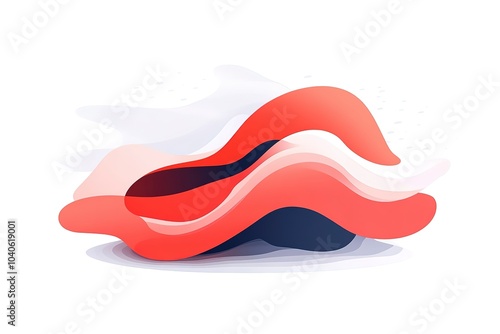 Abstract flowing red and white wave shapes