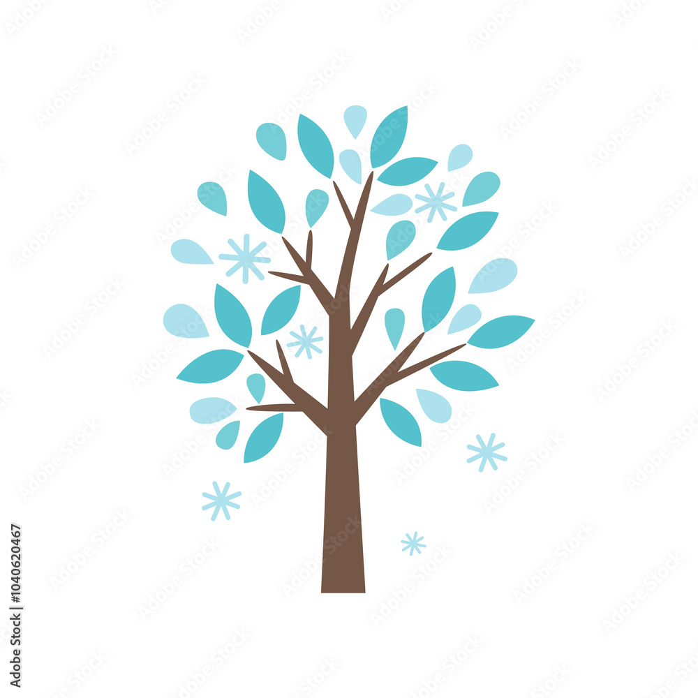 Obraz premium Winter tree element isolated on white background.