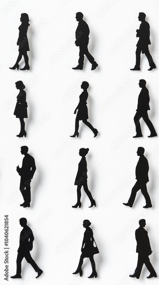 Fototapeta premium Silhouettes of Walking Figures