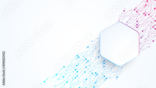 Artificial Intelligence with circuit electric line style. Digital futuristic machine learning design. AI graphic design for website, banner, header, social media, mobile app, UI. Vector illustration