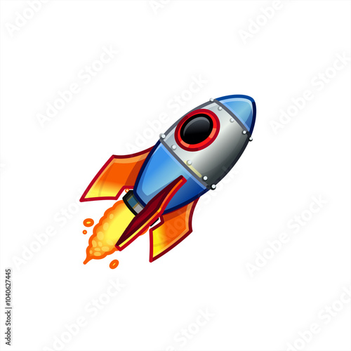 Cartoon rocket ship illustration, vector 10 eps.