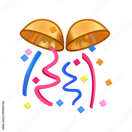 Vector icon party popper. Cartoon emoji of birthday confetti explosion. Simple minimal illustration isolated on white background, vector 10 eps.