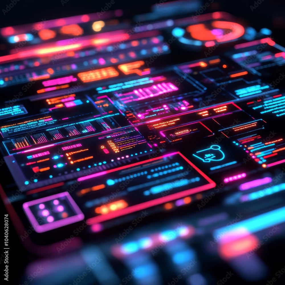 Algorithmic data analysis, futuristic developer tools, glowing holographic interface Algorithmic data analysis, futuristic developer tools, glowing holographic interface