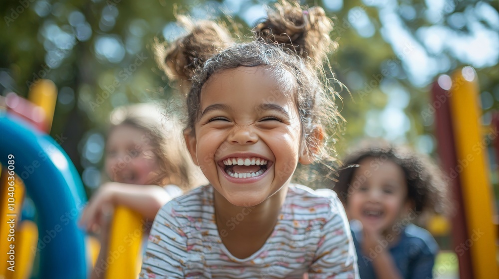 A group of diverse children playing together in a sunny park, laughing and enjoying outdoor activities with bright smiles, A group of diverse children playing together in a sunny park, laughing and enjoying outdoor activities with bright smiles,