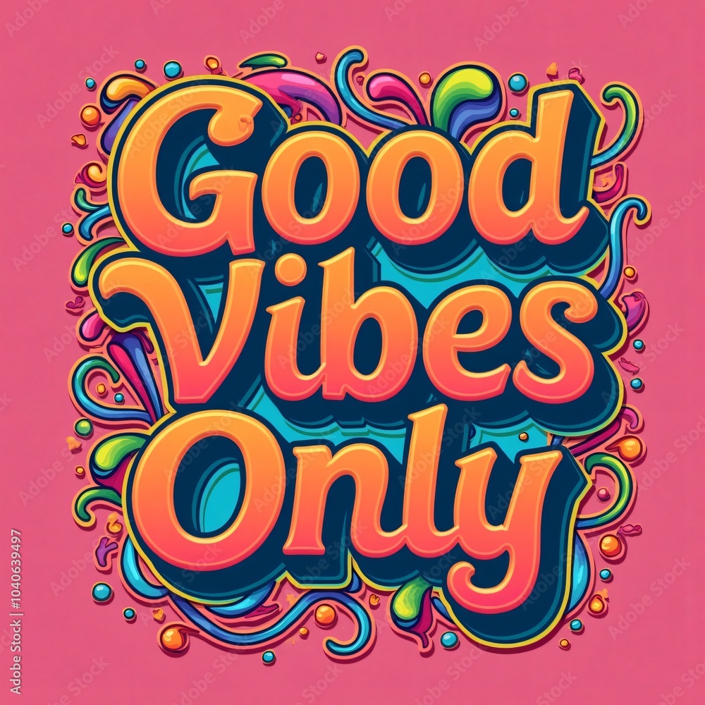 Groovy Good Vibes Only Design with Swirls Groovy Good Vibes Only Design with Swirls