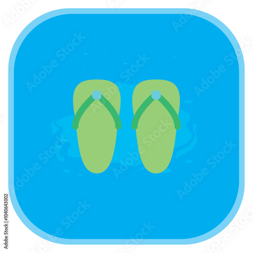 Beach flip-flops icon vector image with a blue background