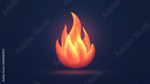 A vibrant flame icon radiating warmth and energy against a dark background, symbolizing fire and passion.