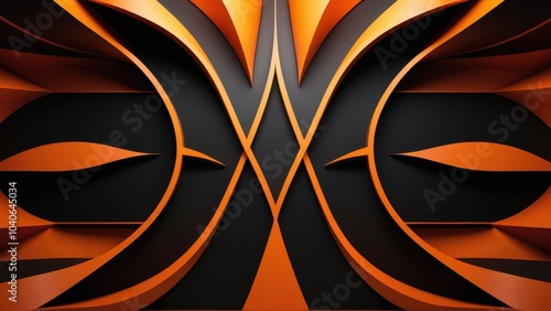 Wallpaper Mural High-quality 3D background featuring a symmetrical orange and black design, ideal for creating impactful visuals for branding, advertising, or web design. Torontodigital.ca