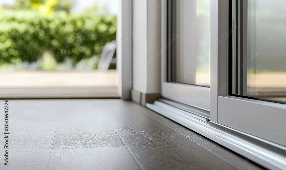 Fototapeta premium Close up image of aluminum frame sliding patio door system
