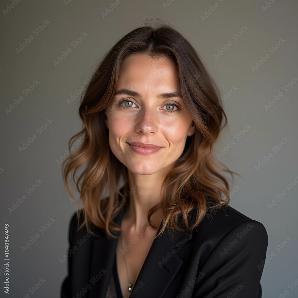 A French Caucasian beautiful young resident woman with wavy hair shares a genuine smile while standing indoors, illuminated by natural light, creating an inviting atmosphere. Generative AI A French Caucasian beautiful young resident woman with wavy hair shares a genuine smile while standing indoors, illuminated by natural light, creating an inviting atmosphere. Generative AI