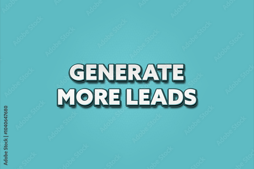 Generate more Leads. A Illustration with white text isolated on light green background. Generate more Leads. A Illustration with white text isolated on light green background.