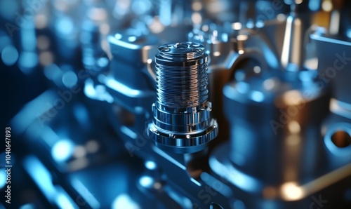 Close up shot of a conventional internal combustion engine crankcase with selective focus