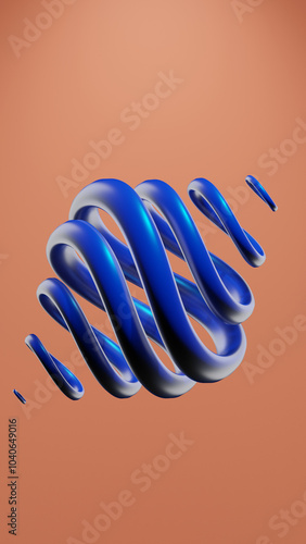 3D abstract background, dynamic moving geometry, 3D spiral, blue 3D circles, 
