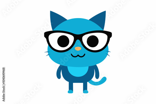 Cute cool cat wearing black glasses mascot cartoon vector illustration.on white