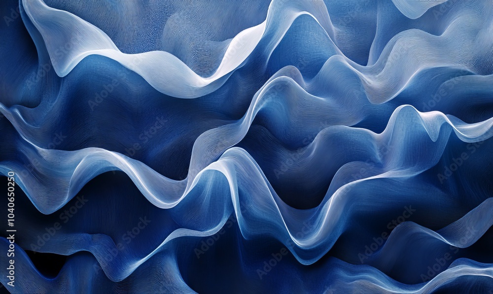 Fototapeta premium Blue wavy background abstract texture conceptual cover design