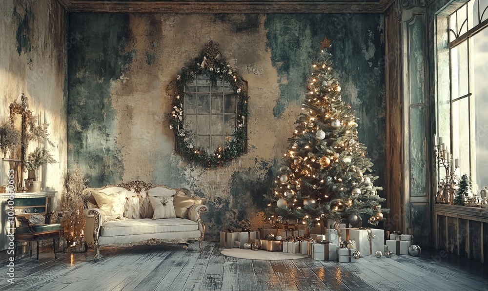 Obraz premium Beautiful christmas room with copy space
